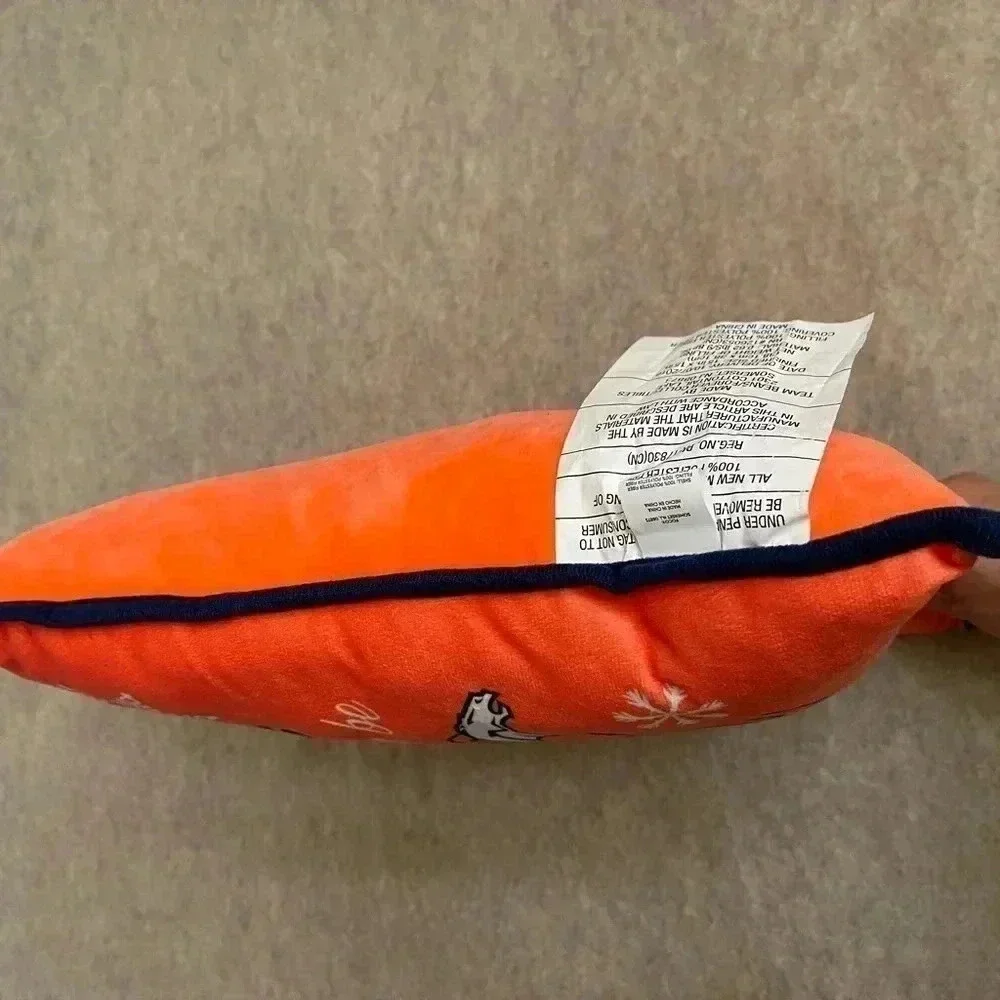 Denver Broncos Football Orange Blue Squared Christmas Pillow 15”X15”